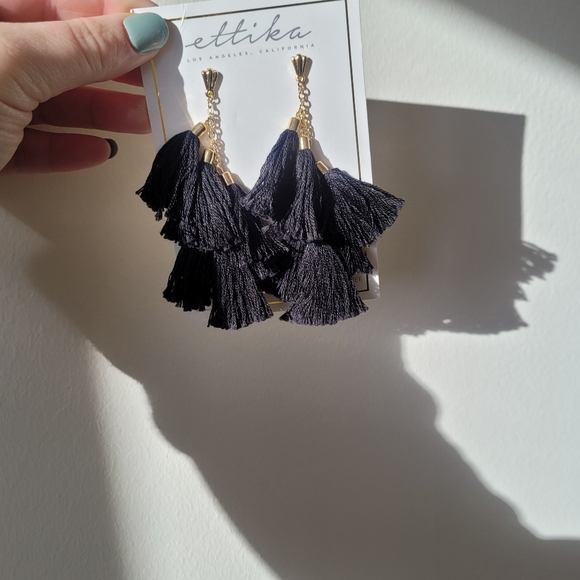 Ettika Daydreamer Tassel 18K Gold Plated Earrings - Picture 2 of 2